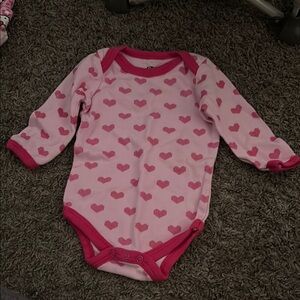 Pink Heart Bodysuit with Long Sleeves